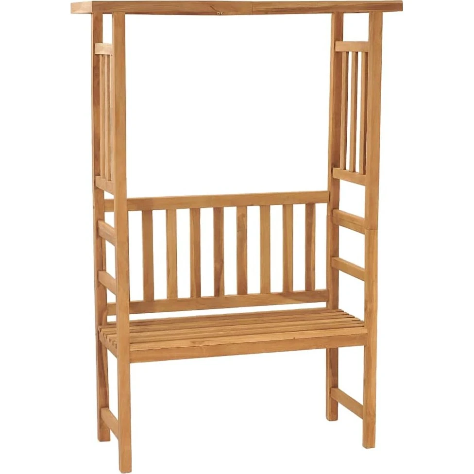 vidaXL Havebænk med pergola i massivt teaktræ, 115 cm
