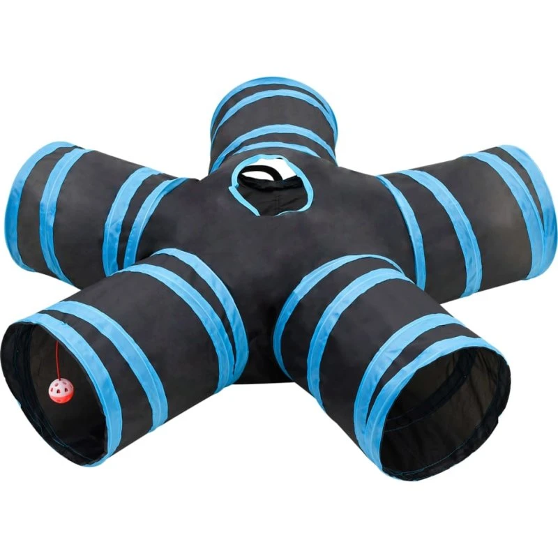 5-vejs kattetunnel 25 cm – polyester, sort/blå