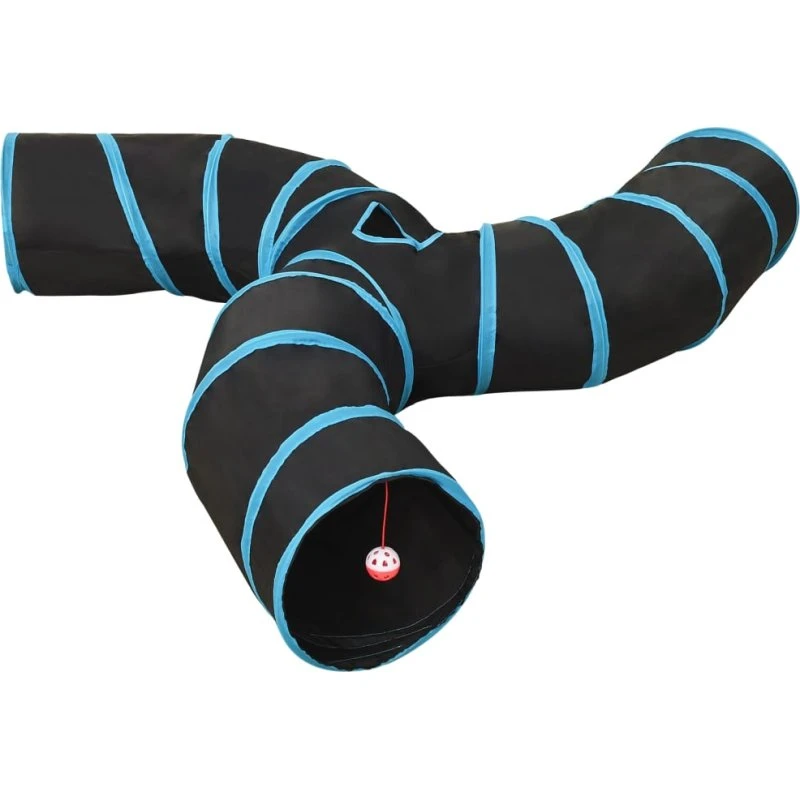 3-vejs kattetunnel 25 cm i polyester – sort/blå