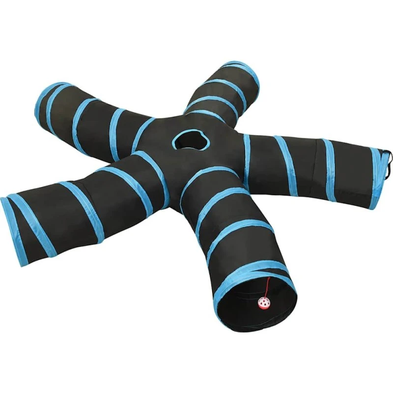 5-vejs kattetunnel 25 cm i polyester - sort/blå
