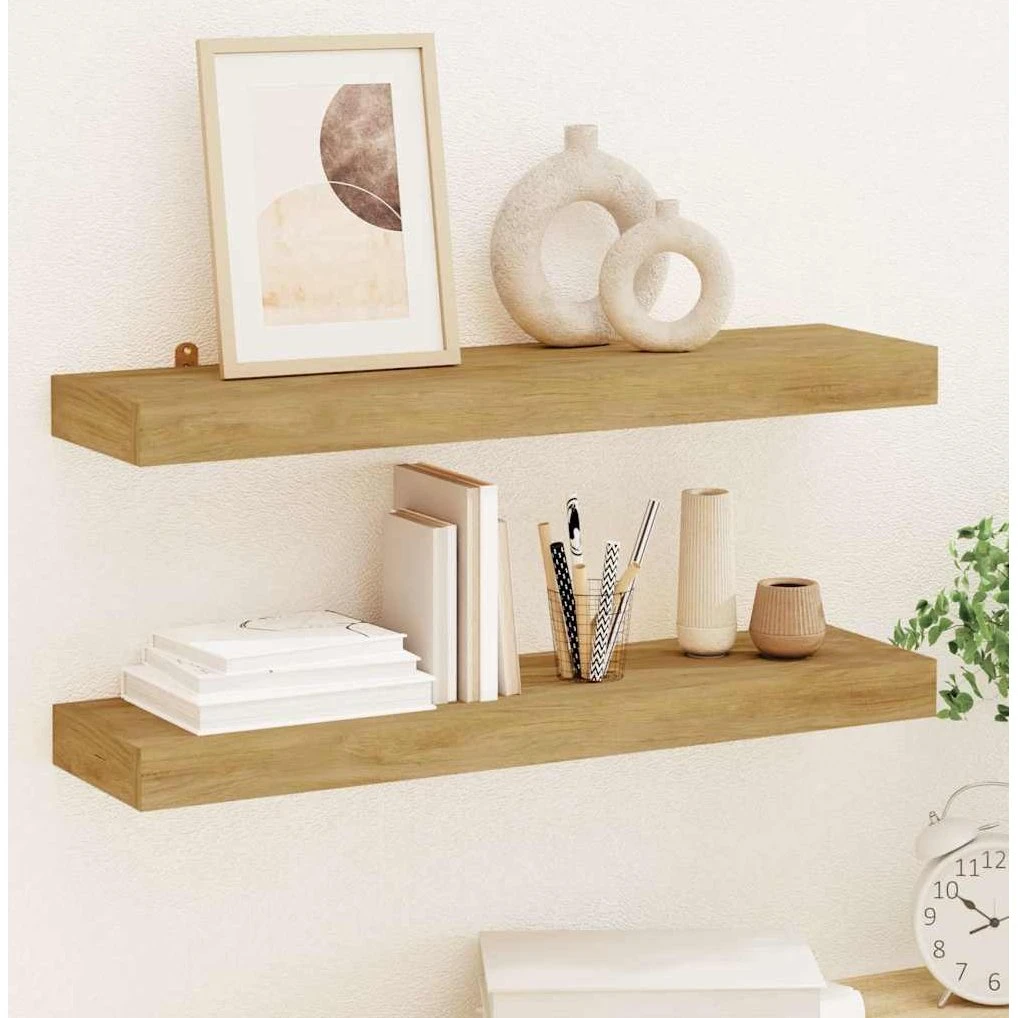 vidaXL væghylder 2 stk. 60x15x4 cm i massivt teaktræ