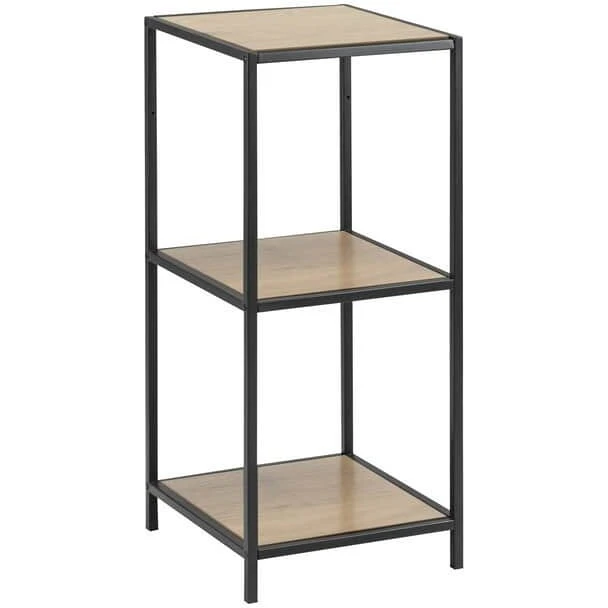 CASA Living Seaford reol - mat sort stel, vild eg 35×37×82,5 cm