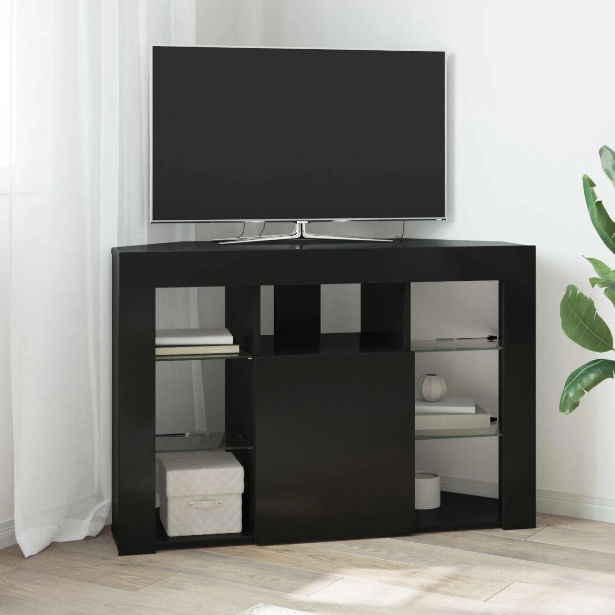 vidaXL Hjørne LED TV-skab 100x40x68cm - Sort