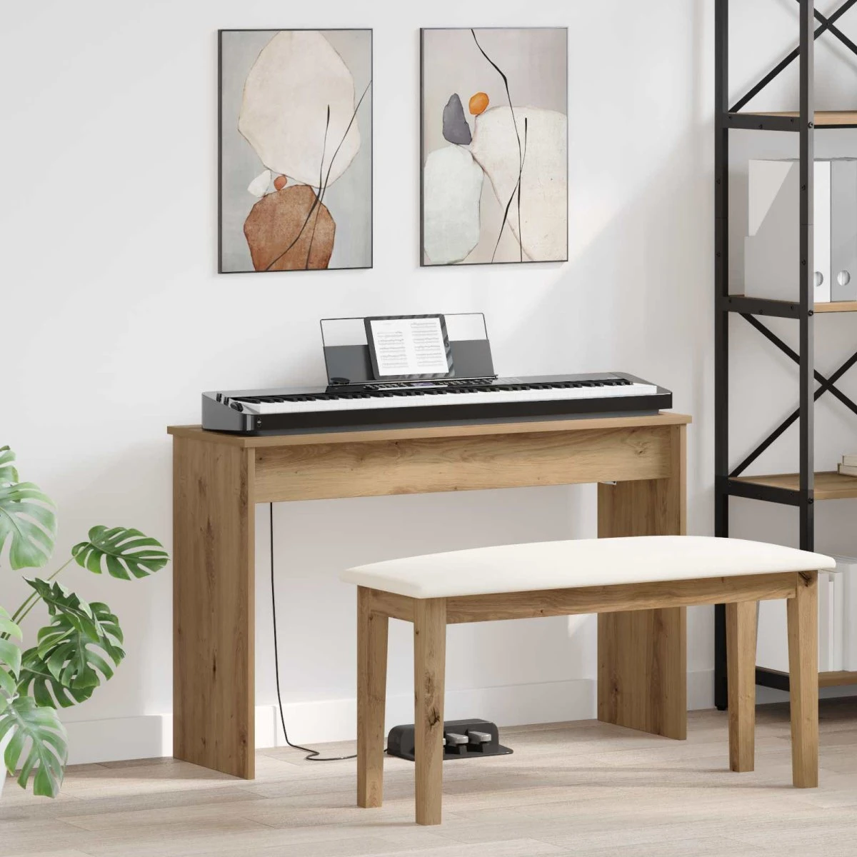 vidaXL Keyboard Stand Artisan Egetræ 100 x 32 x 64 cm