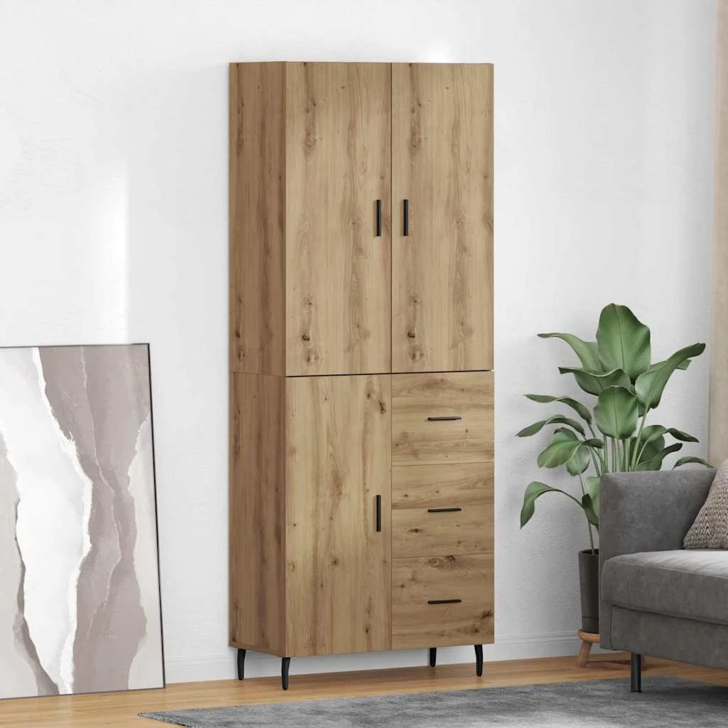vidaXL Highboard Artisan Egetræ 69,5 x 34 x 180 cm