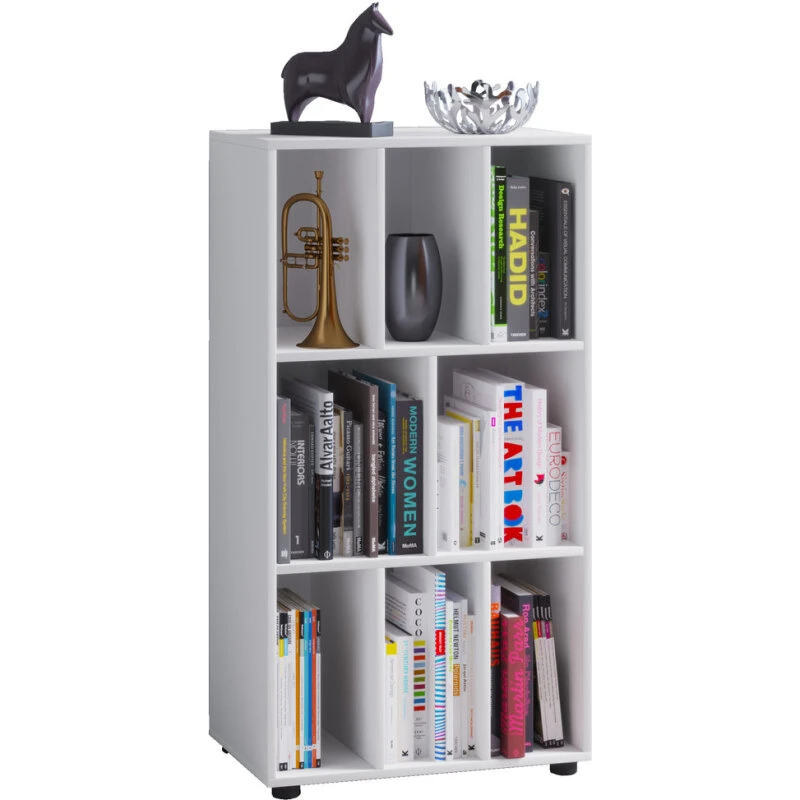 VCM Wotino reol 8 rum, hvid 115x60x34 cm