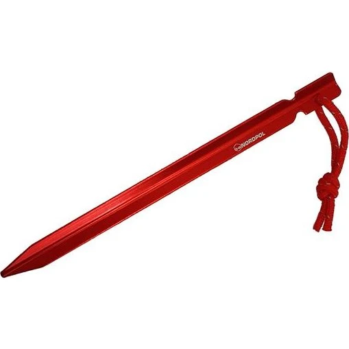 Nordpol 6 stk Y-pløk 18 cm aluminium med snor, Rød