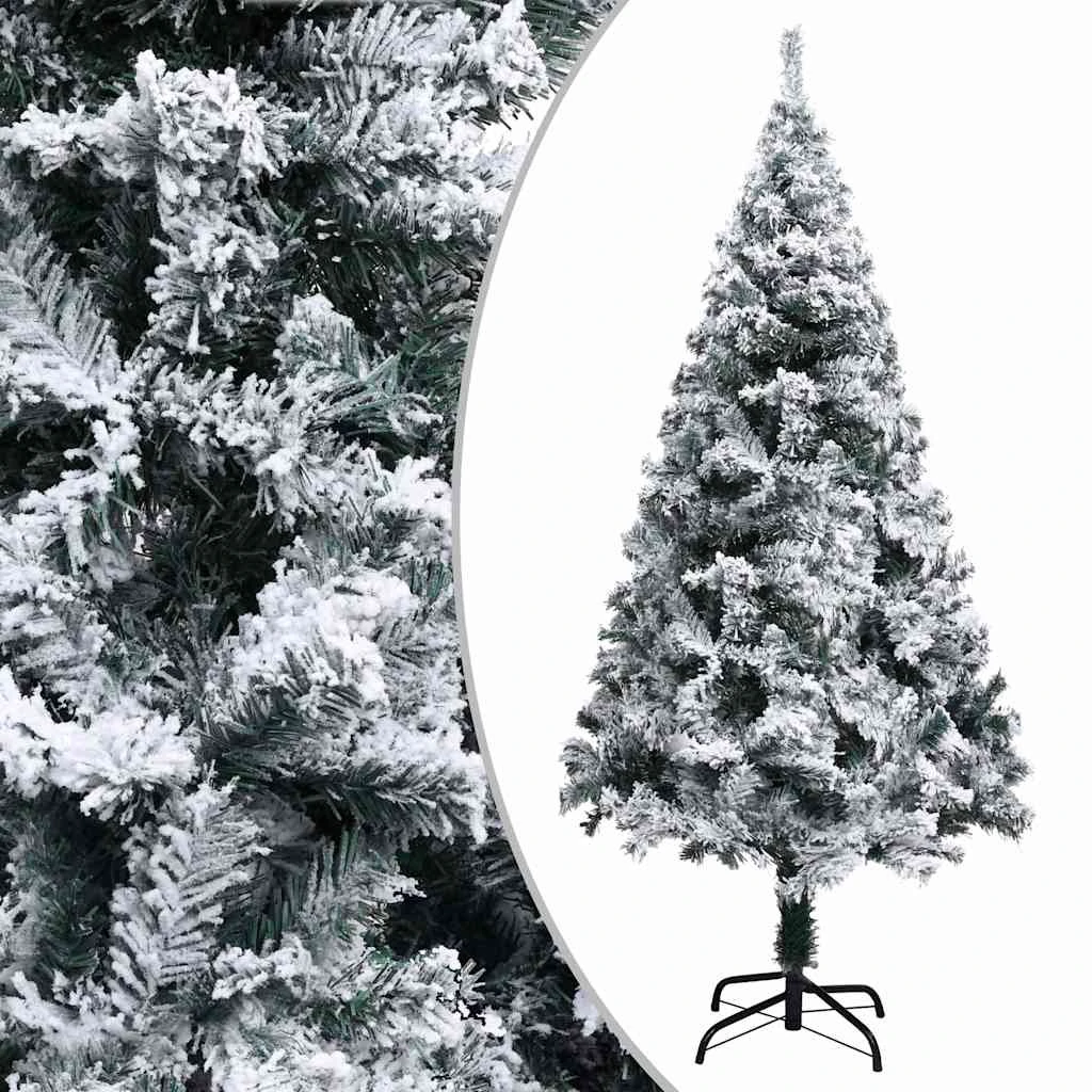 vidaXL Kunstigt juletræ med sne, 150 cm, grøn PVC