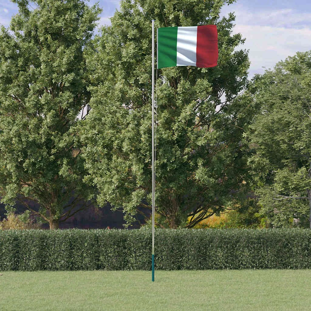 vidaXL Italien flag og flagstang 6,08 m aluminium