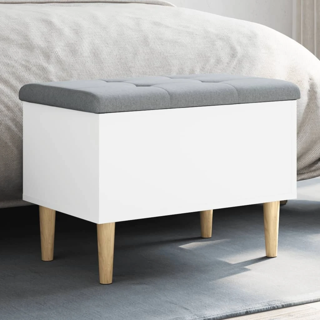 vidaXL Opbevaringsbænk 62x42x46 cm - Hvid med lysegrå hynde