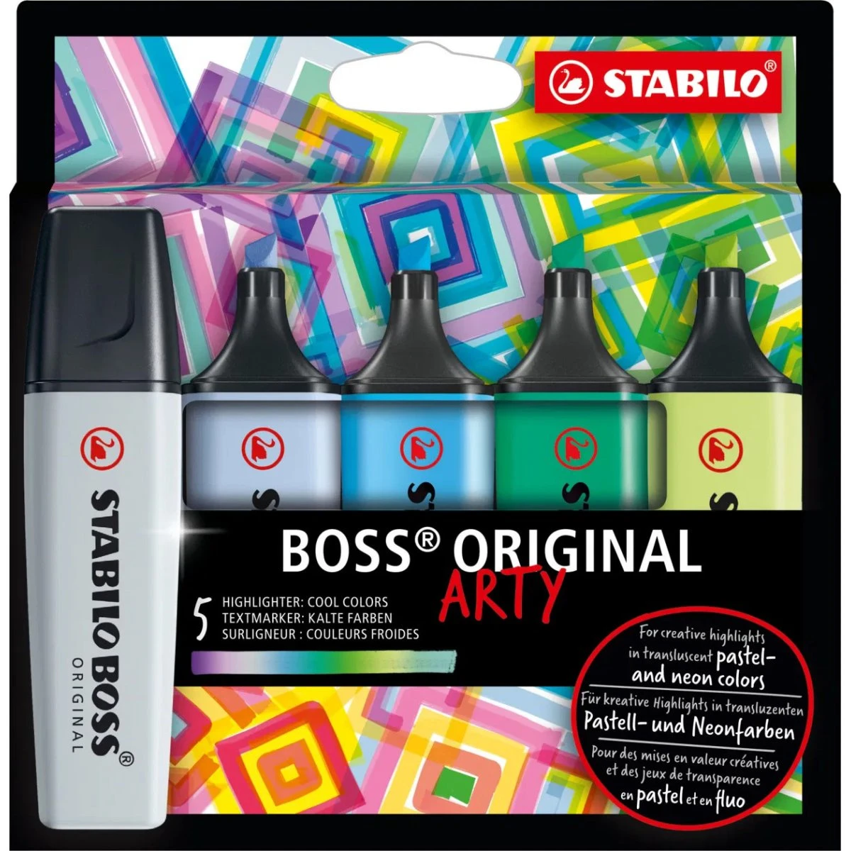 STABILO ARTY BOSS Sæt med 5 farver - Cool Colors