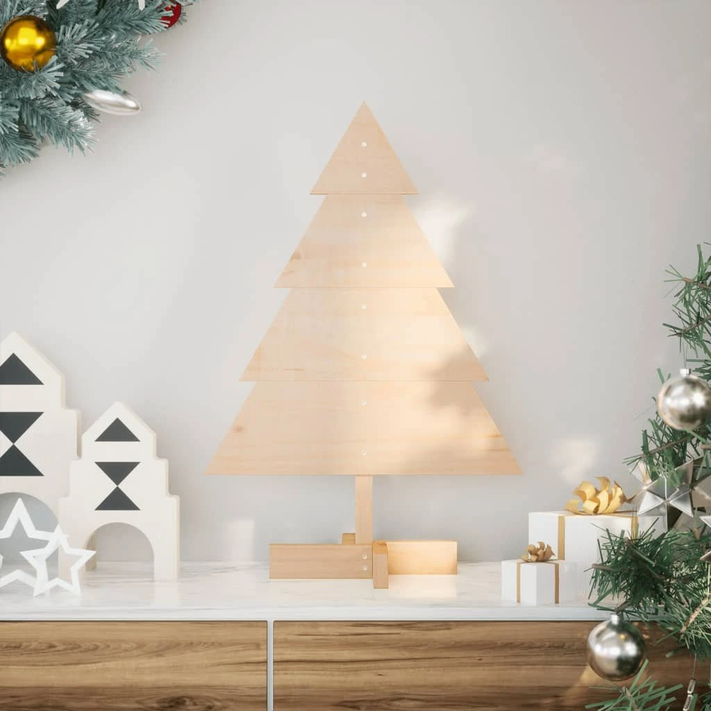 vidaXL Dekorativt Juletræ i Massivt Træ - 70 cm