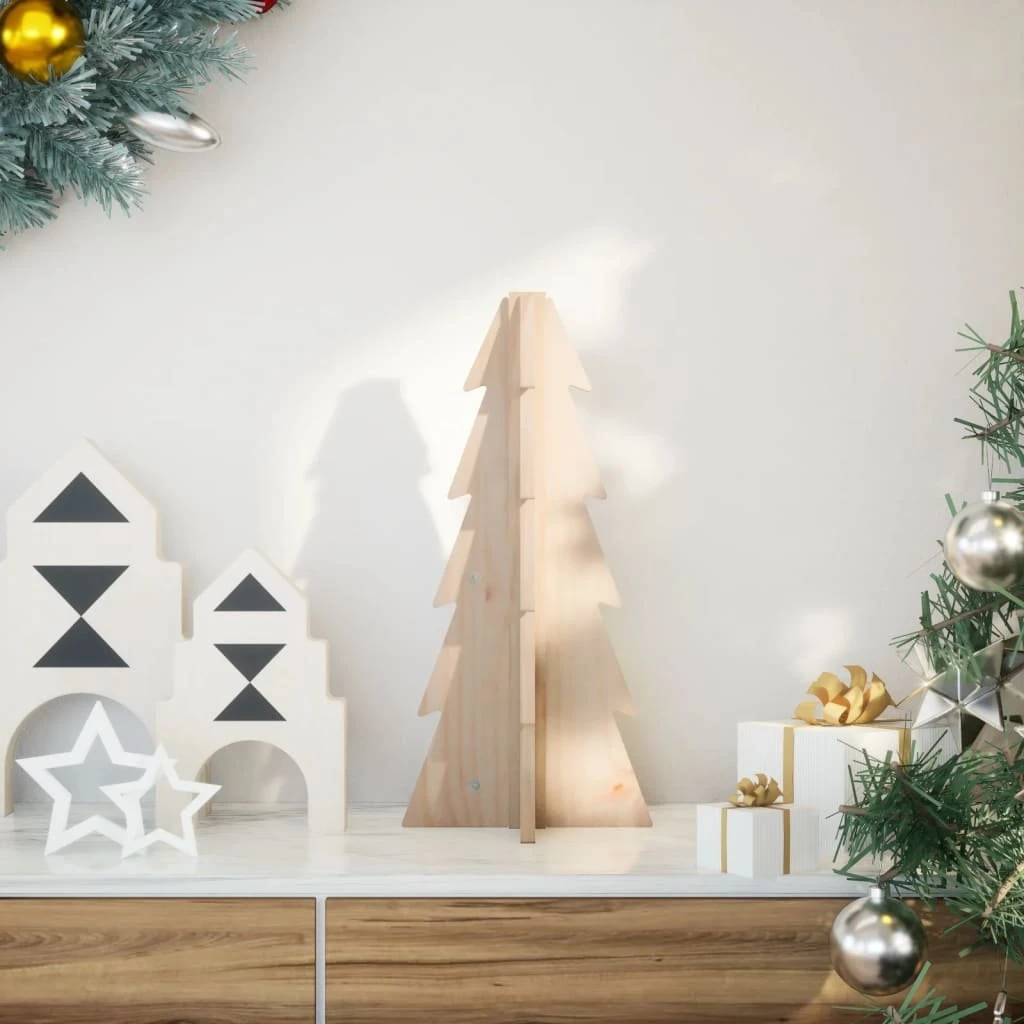 vidaXL Dekorativt juletræ i massivt fyrretræ, 49 cm
