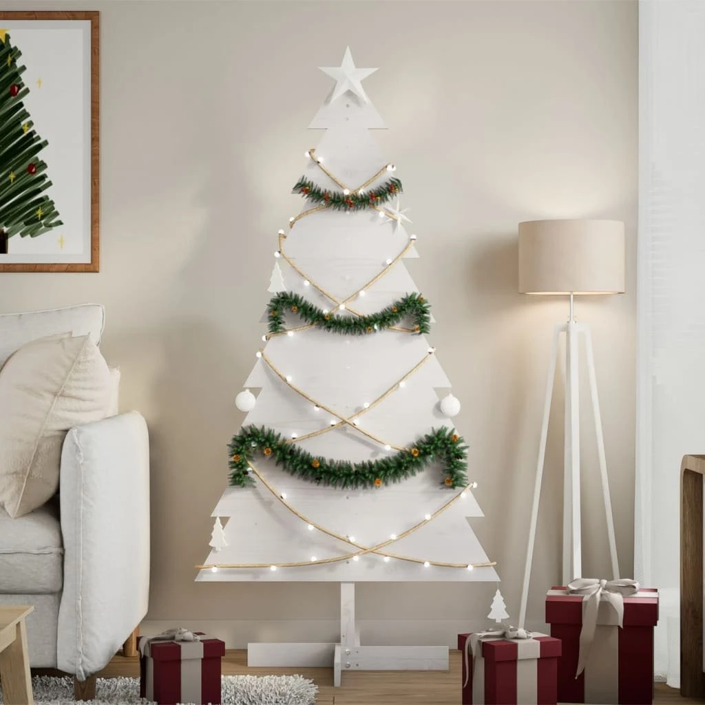 vidaXL Dekorativt Juletræ i Massivt Fyrretræ, 150 cm, Hvid