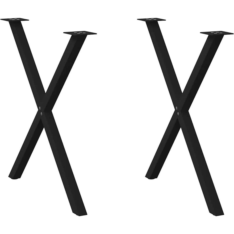vidaXL Spisebordsben X-formet, 2 stk. Sort, 70 cm Stål