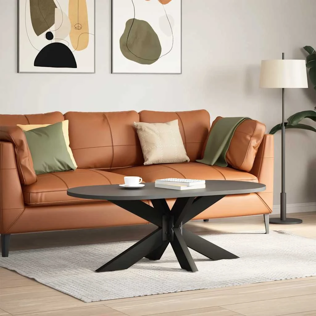vidaXL Sofabordben edderkopform sort stål 98x58x(42-43) cm