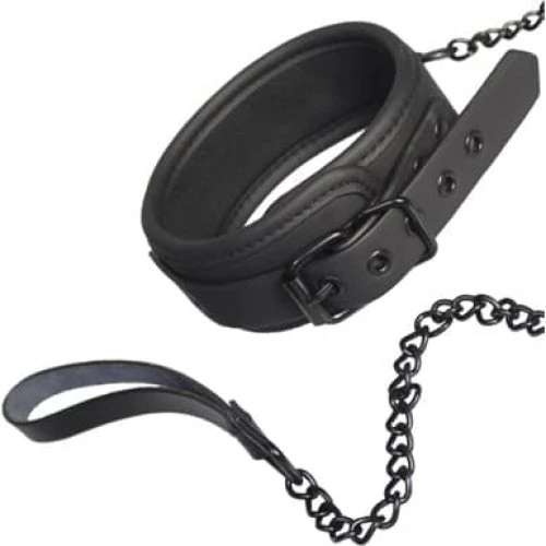 Dream Toys Blaze Collar And Chain Black Bondage Halsbånd & Snor