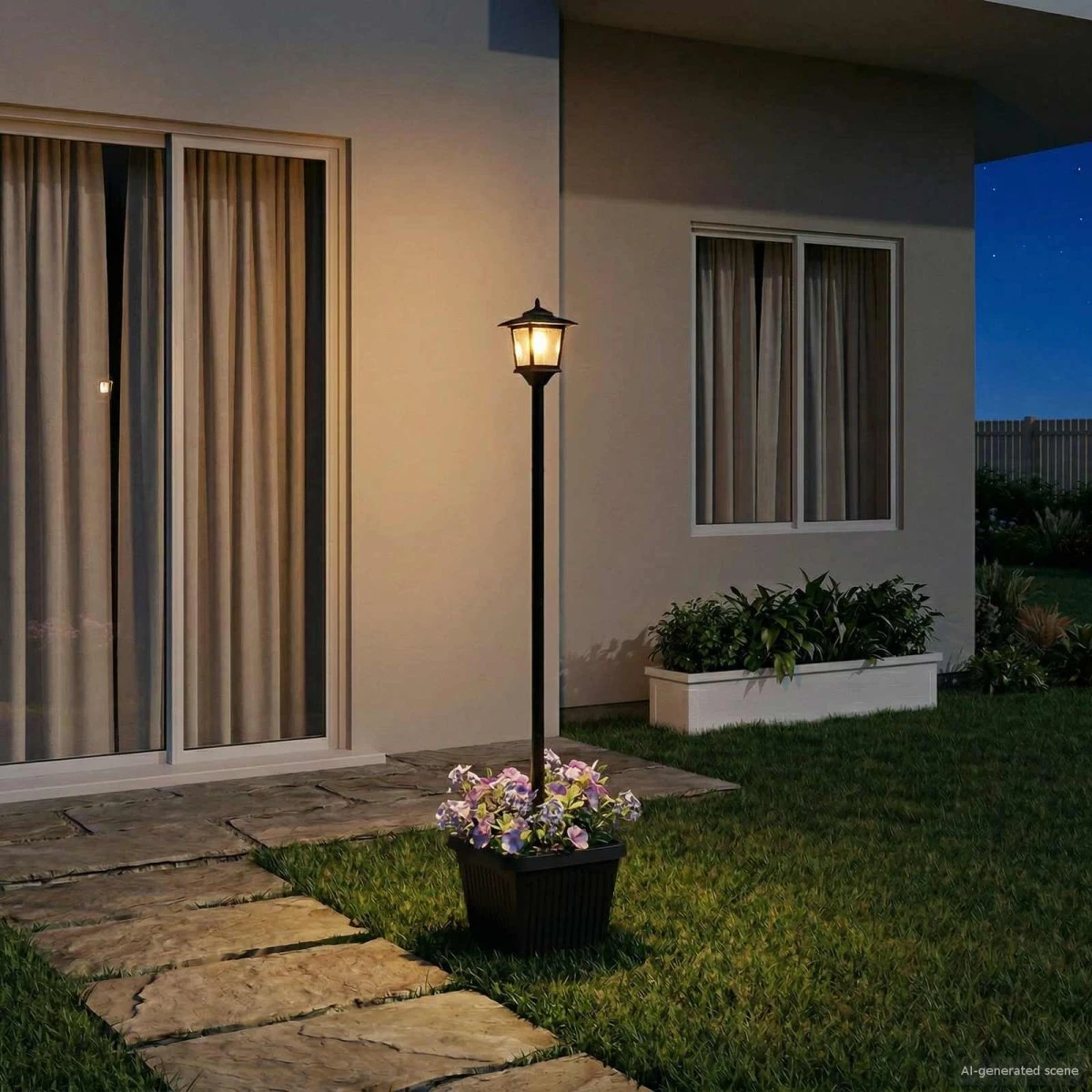 vidaXL Solarlampe med plantekasse, Sort, 32 x 32 x 158 cm
