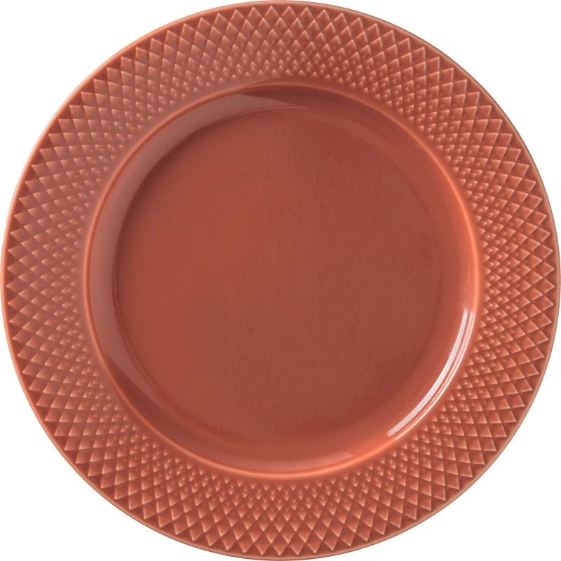 Lyngby Porcelæn Rhombe Frokosttallerken 23 cm – Terracotta