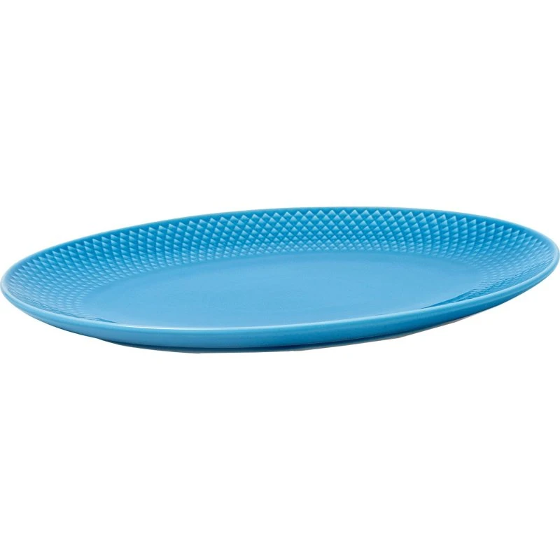 Lyngby Porcelæn Rhombe Color ovalt serveringsfad, blå