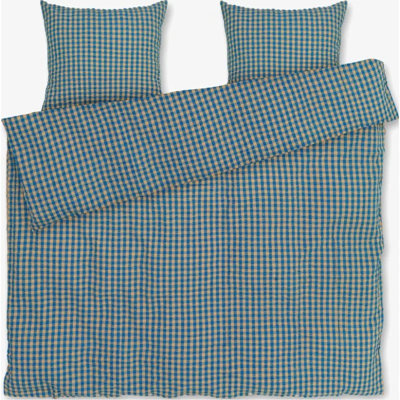 Juna Bæk&Bølge Sengetøj 200x220 - Blå/Okker
