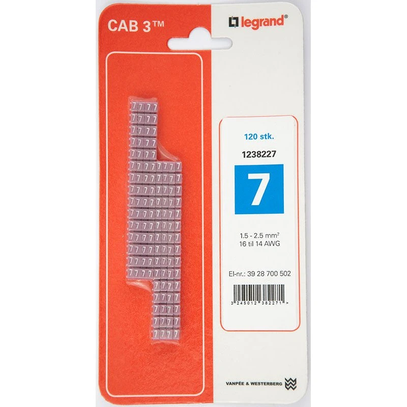 Legrand CAB3 Ledningsmærker 1,5-2,5 mm² (7) Lilla