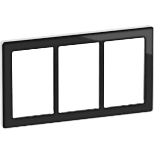 LK Fuga Pure designramme i glas, 3x1,5 modul, sort/hvid