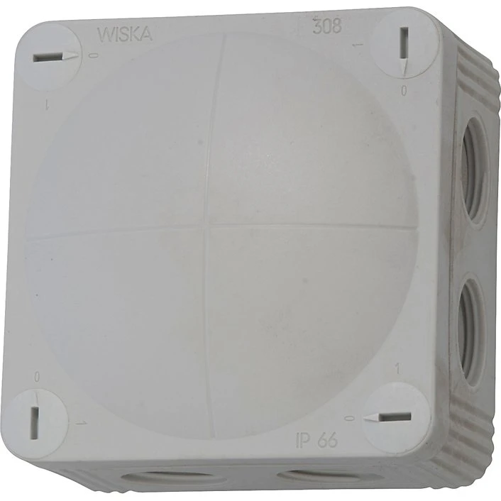Wiskas Combi 308 Forgreningsdåse, Grå, 85x85x50mm, IP66/IP67