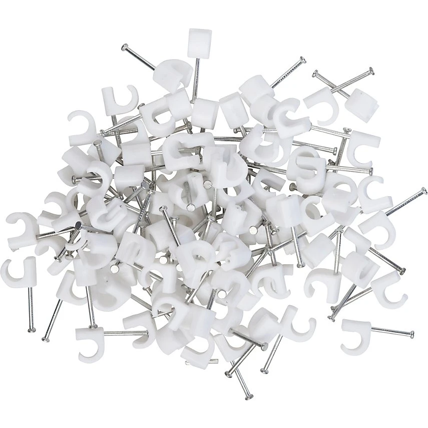 E-line ledningsclips 5-7mm rund, hvid (100 stk.) til 2x0,75 & 3G0,75