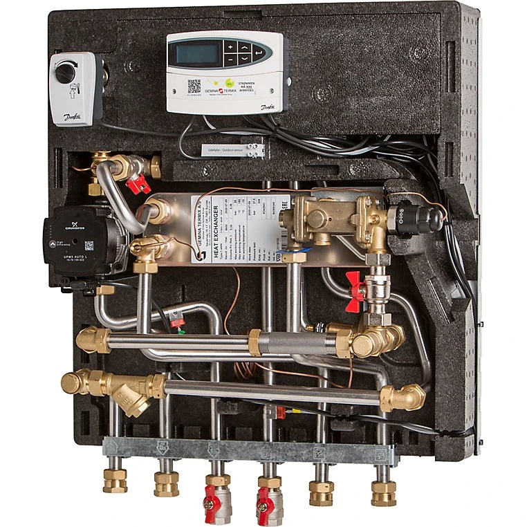 Gemina Termix VMTD-2 fjernvarmeunit med UPM3 og TPV ventil
