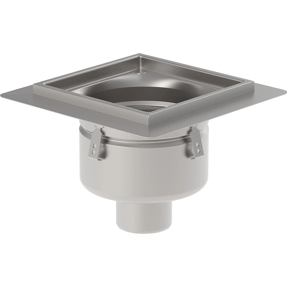 Blücher industri afløbsskål Ø110mm, 300x300mm, lav til beton & fliser