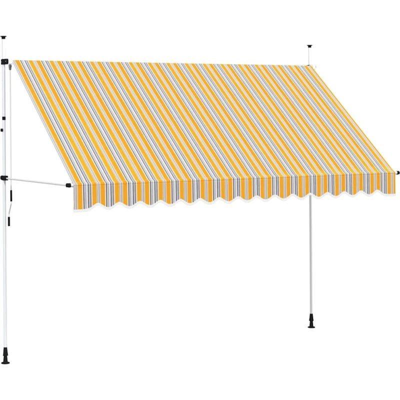 Foldemarkise 350 cm gul/blå - manuel, vandafvisende