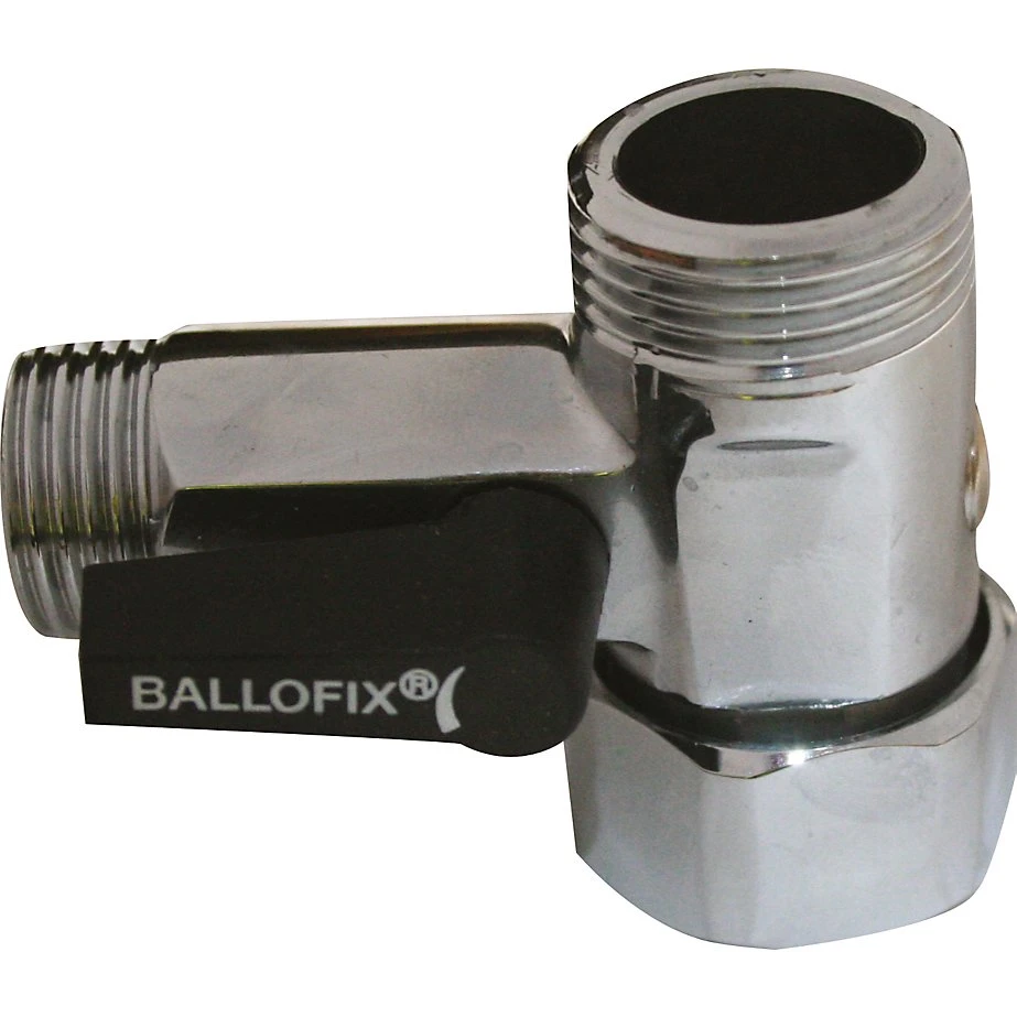 Broen Ballofix T-stykke med kontraventil 1/2 x 3/4'' Krom