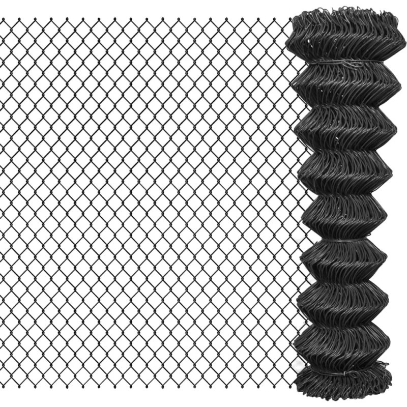 Fletvævshegn 25 x 1,5 m PVC-belagt stål (grå)