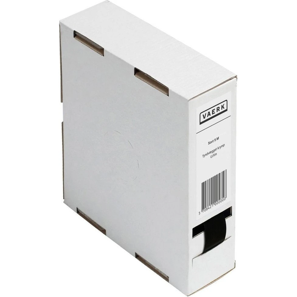 Tyndvægget krymp uden lim minibox 6,4 mm, 10 m - Sort