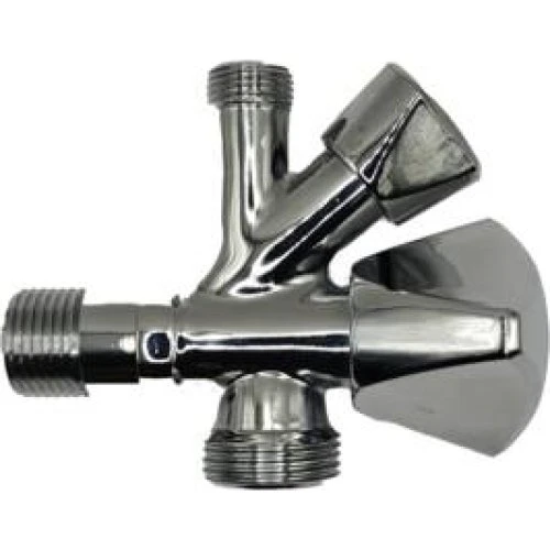 Milton Dobbelt Stopventil 1/2"x3/8"x3/4" med kontraventil