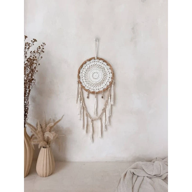 Drømmefanger SORA - Håndlavet boho-vægdekoration, 22 cm