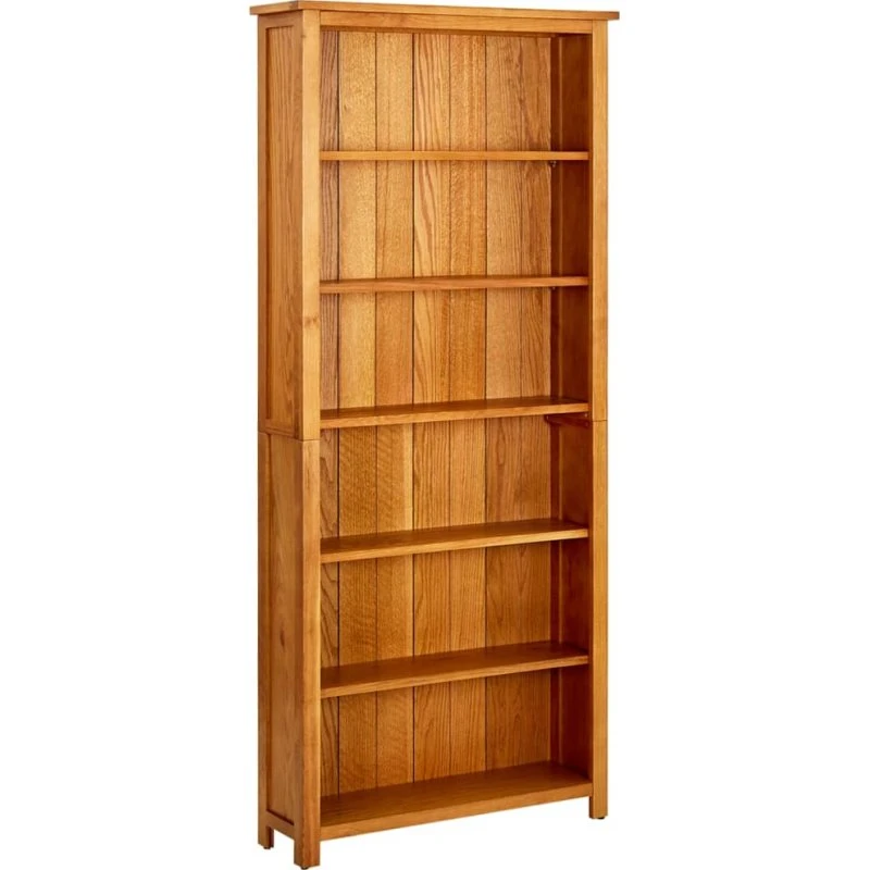 Bogreol i massivt egetræ 80x22,5x180 cm, 6 hylder