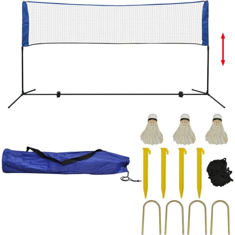 Badmintonsæt med net 300x155 cm – inkl. fjerbolde