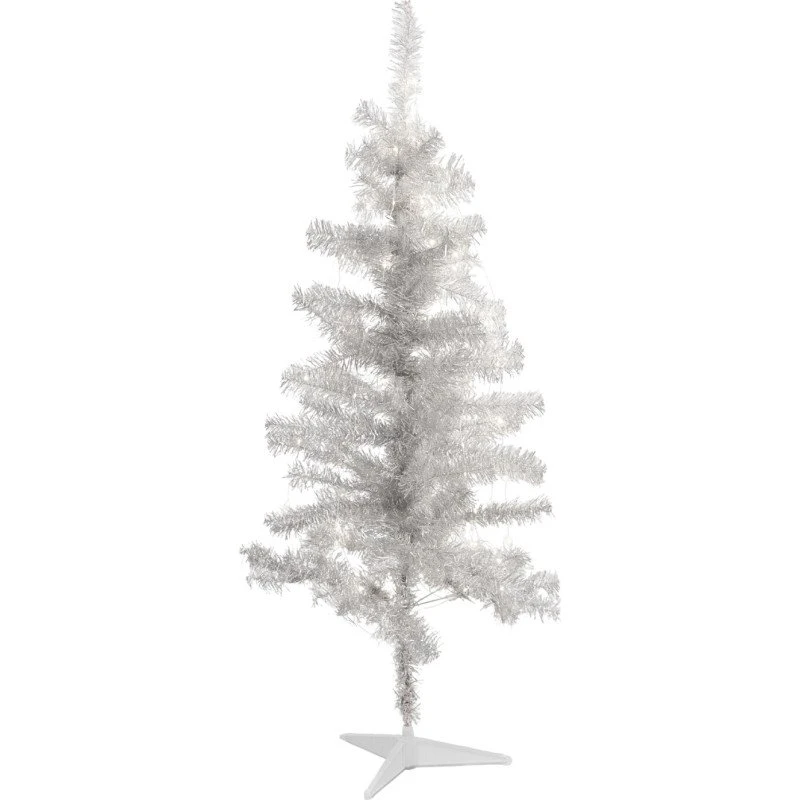 Sirius Happy kunstigt juletræ med lys, sølv, 120 cm