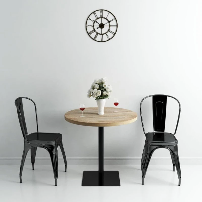 Bistrobord rund 80x75 cm MDF/stål – egetræsfarvet