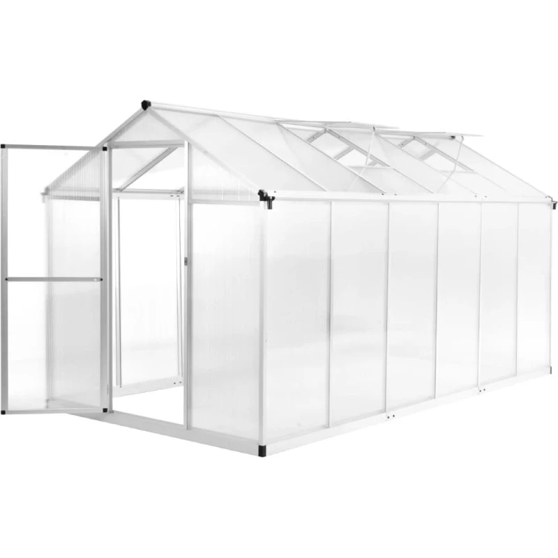 Drivhus 362x190x195 cm i aluminium med polykarbonat