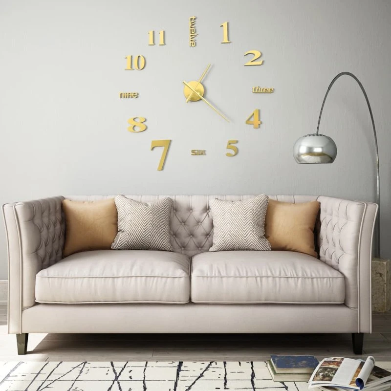 XXL 3D-vægur 100 cm i højglans guld (DIY)