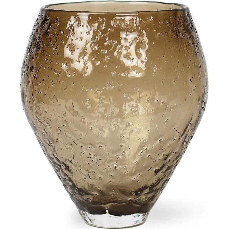 Ro Collections Crushed Glass Vase Medium - Sepia Brown