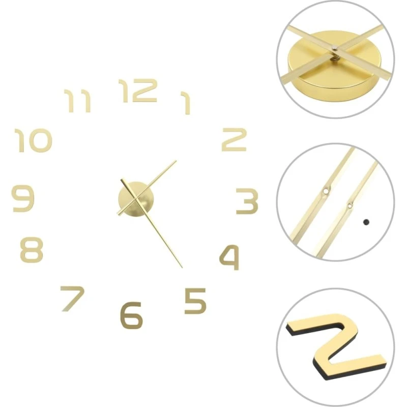 XXL 3D-vægur 100 cm højglans guld