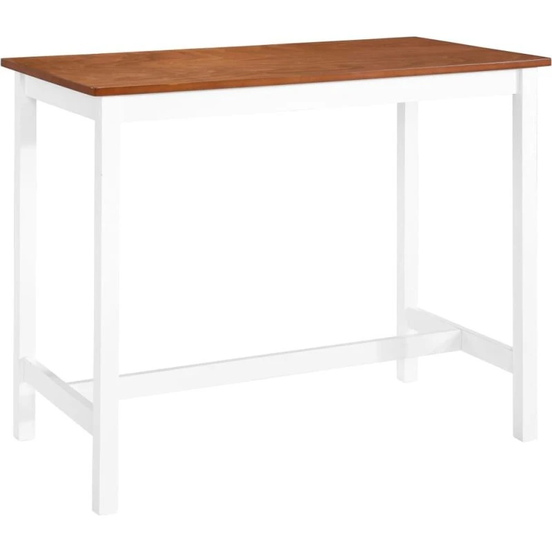 Barbord i massivt træ 108x60x91 cm - brun/hvid