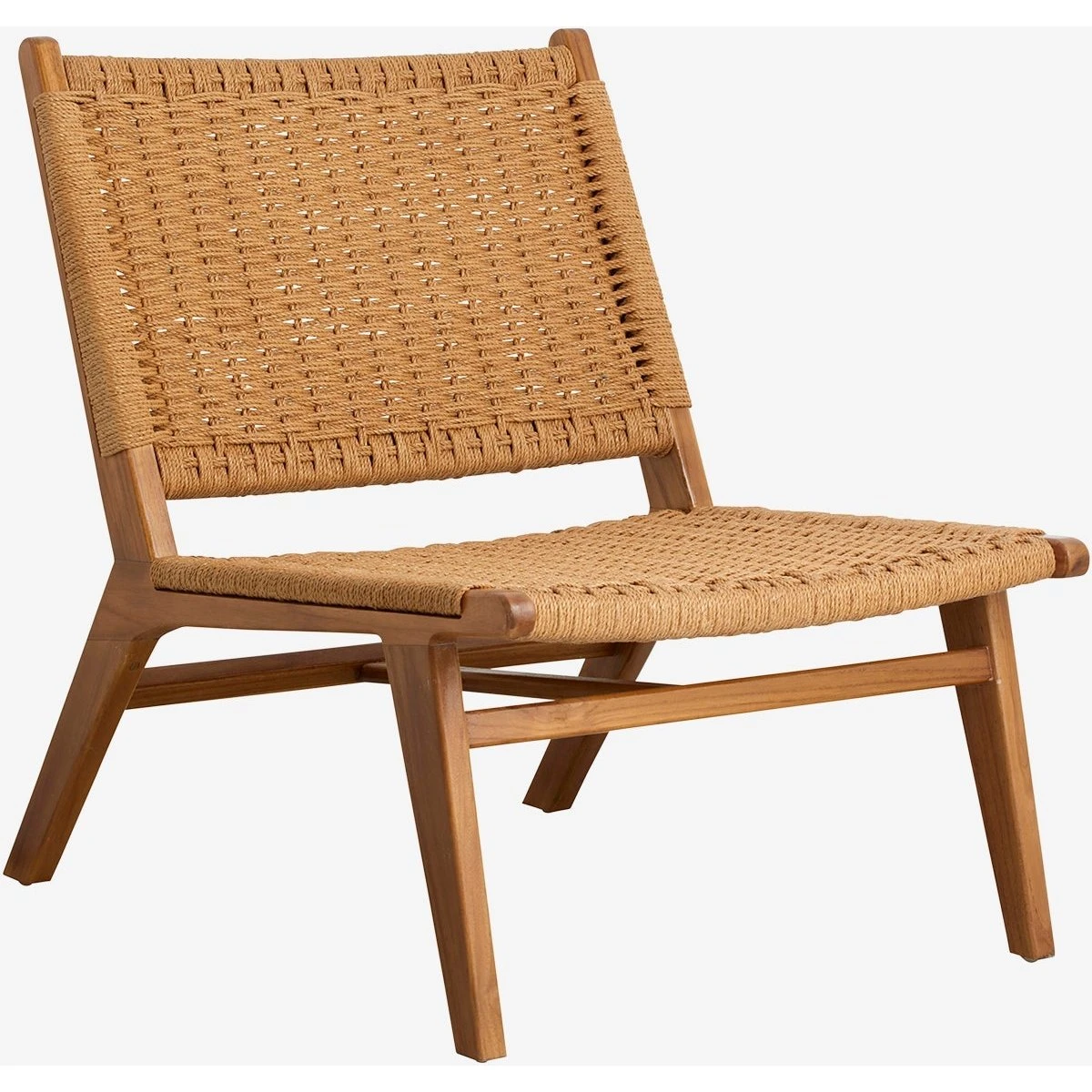 Nordal CLUB loungestol i teaktræ og flet - 62x73x75 cm
