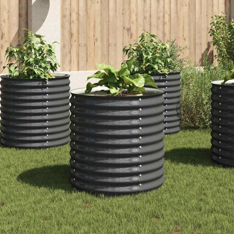 Forhøjet plantekasse 80x80x81 cm galvaniseret stål - grå