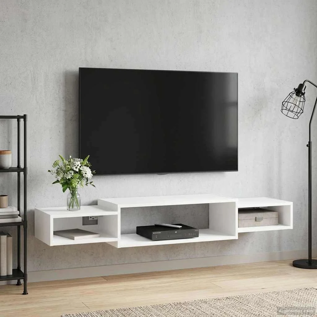 vidaXL Væghængt TV-skab i hvid, 140 x 28 x 21 cm