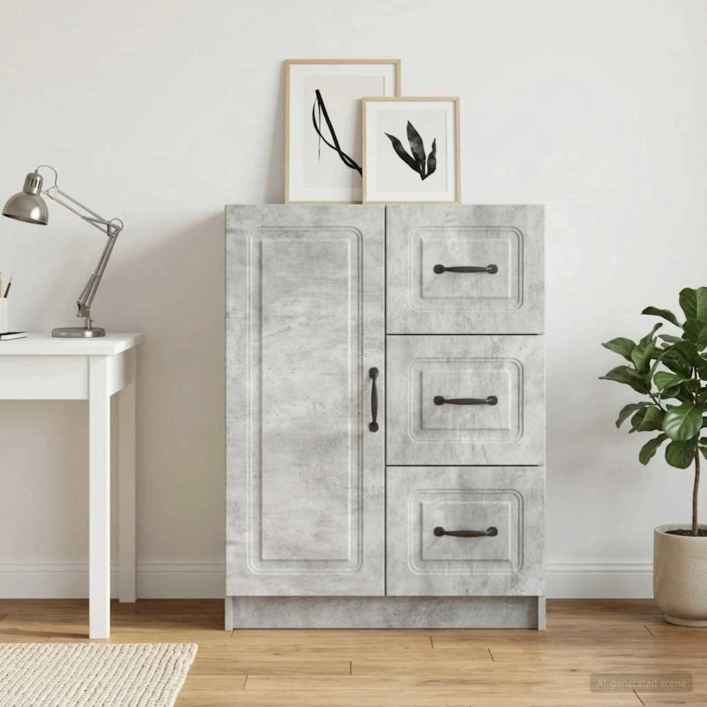vidaXL Sideboard Betongrå 66 x 34,5 x 87 cm